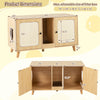 43-inch cat litter box enclosure with double rooms, sisal scratching mats, and natural wood finish for stylish pet care.