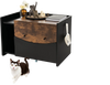 Cat litter box enclosure in black with a pull-out drawer, offering hidden space and easy access for cleaning.