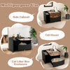 Black cat litter box enclosure with pull-out drawer, flip door, and large tabletop for versatile use as a side cabinet.