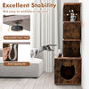 Tall rustic brown cat litter box enclosure with adjustable foot pads and anti-tipping kit for stability and.
