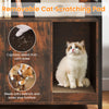 Removable cat scratching pad in rustic brown cat litter box enclosure, designed to minimize litter tracking and enhance.