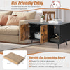 Cat litter box enclosure with double doors, crafted from EO grade wood, featuring a scratching pad for furniture.