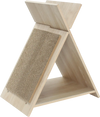 X-shaped cat scratcher made of natural wood-like material, designed for claw sharpening and lounging.