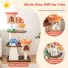 Multicolor 4-in-1 cat tree with 2 condos and platforms, featuring sisal posts and playful mushroom design for indoor.