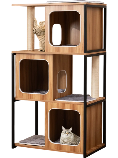 Costway Modern Cat Tree House Scratching Posts Metal Frame 296541378 New