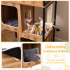 Modern cat tree featuring detachable, machine washable cushions and spacious condos for comfortable feline lounging.