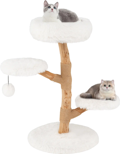 Costway Cat Tree Condo Perch Jute Scratching Posts Solid Pear Wood 63905187 New