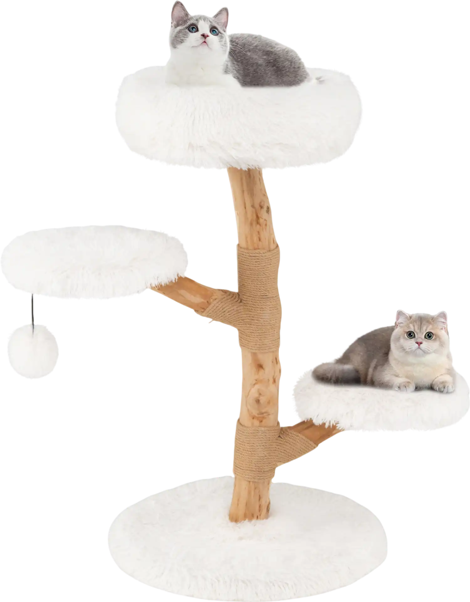 Costway Solid Pear Wood Cat Tree Perch Jute Scratching Posts 63905187 New