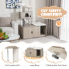 Modern gray 2-in-1 cat tower with litter box enclosure, multi-level design, and plush perch for indoor cats.