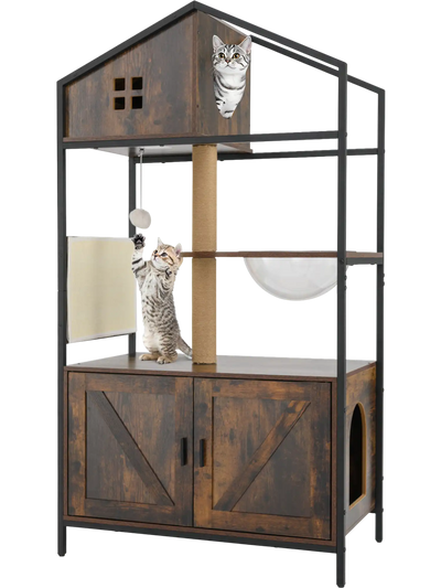 Costway Industrial Cat Tree Tower Condo Litter Box Enclosure 547193682 New