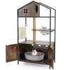 Multi-level cat tree with litter box enclosure in rustic brown, featuring a cozy hideaway and spacious design for.