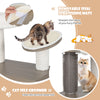 Multi-level gray cat tower with removable sisal mats, self groomer, and spacious condo for indoor cats.