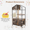 Cat tree with litter box enclosure featuring rustic brown finish, multi-level design, and spacious hideaway for indoor.