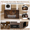 Rustic brown cat litter box enclosure with large side entry, air vents, and dual doors for privacy and easy access.