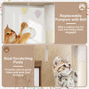 Cat tree with litter box enclosure in rustic brown, featuring sisal scratching posts and replaceable pompom for indoor.