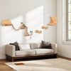 Cat wall furniture set featuring natural wood shelves, hammock, and playful steps for climbing and resting.