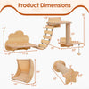 Product dimensions for the Cat Wall Furniture Set, featuring a hammock, scratching post, and climbing bridge for.
