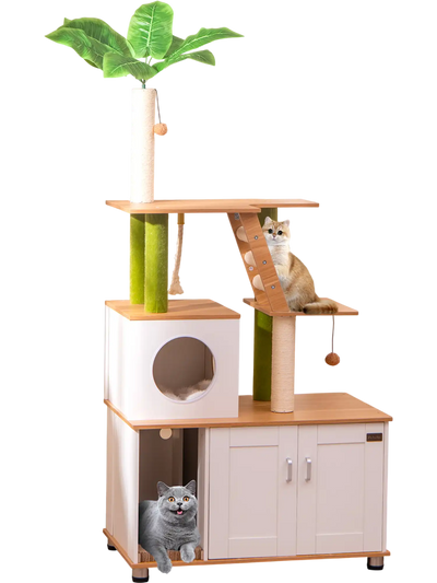 Costway Hidden Cat Washroom Cat Tower Indoor Cats White 48693517 New