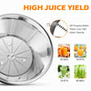 Centrifugal juicer machine close-up showing high juice yield mesh filter, designed for easy cleaning and efficient.