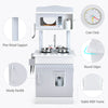 Chef pretend kitchen playset with cooking oven, sink, and ice dispenser for toddlers, featuring solid pine wood support.