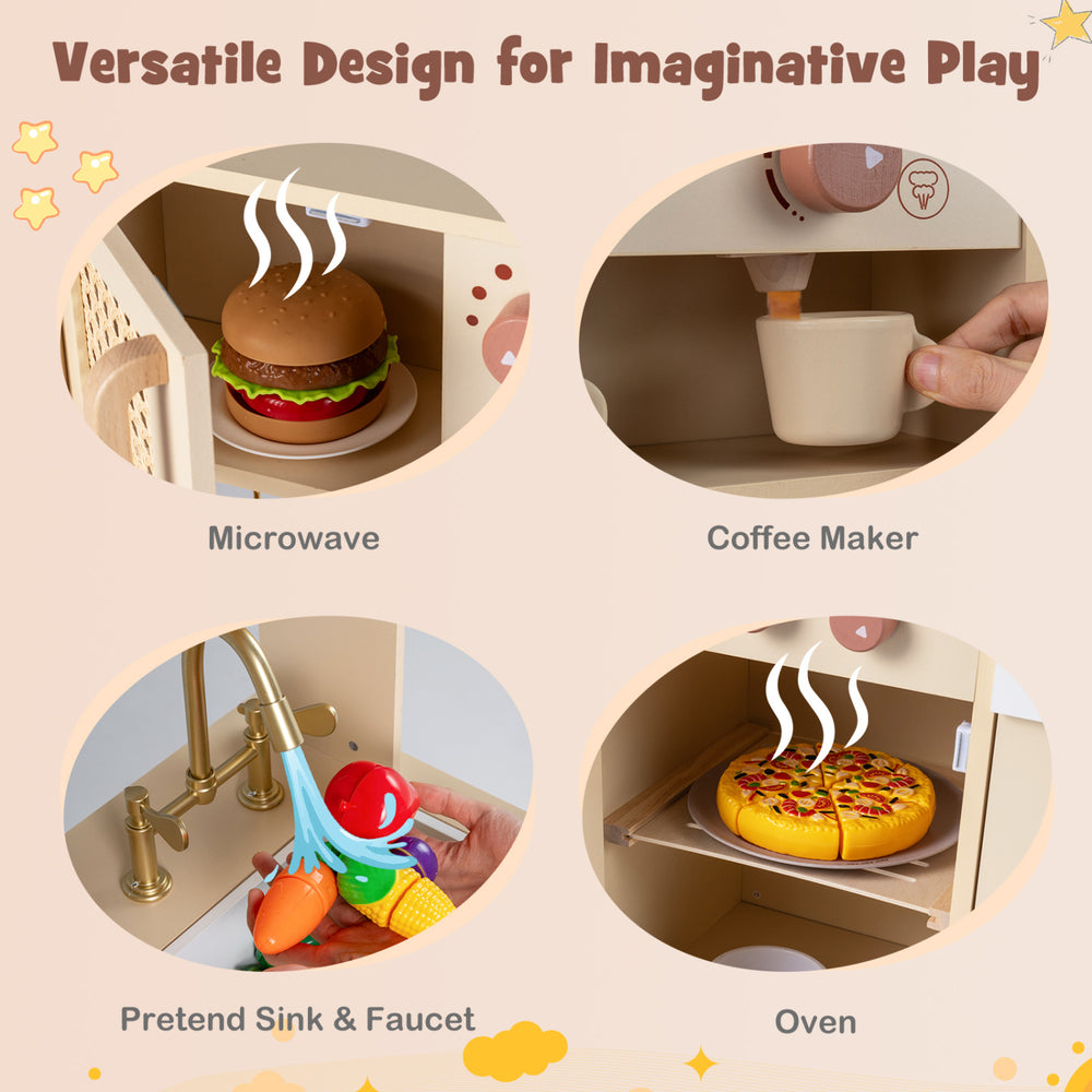 Chef pretend play kitchen for kids featuring a microwave, coffee maker, oven, and realistic lights and sounds for.