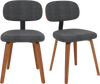 Dark gray chenille fabric upholstered kitchen chairs set of 2 with ergonomic backrest and wooden legs for dining or.