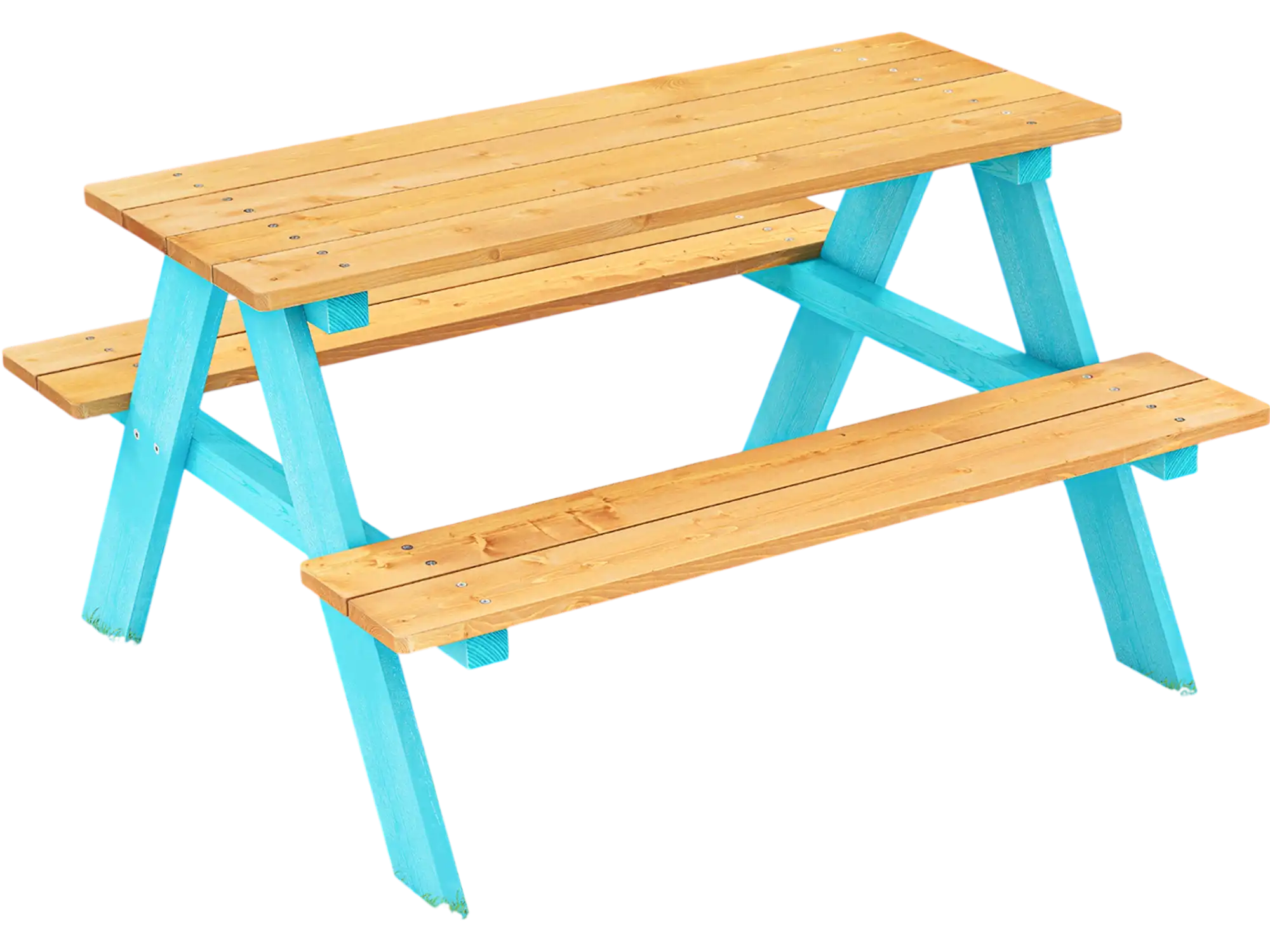Costway Kids Outdoor Wooden Picnic Table with Bench Seats Natural 95724831 New