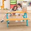Children's outdoor wooden table with bench seats, made of fir wood, perfect for indoor and outdoor activities.