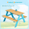 Children's outdoor wooden table with bench seats, made of fir wood, stable design, suitable for indoor and outdoor use.