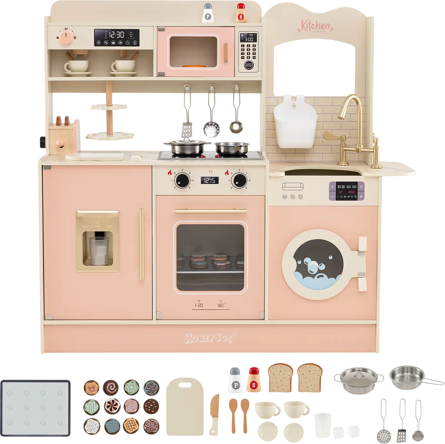 Costway Children Pretend Toy Kitchen Playset Light Sound 91758222 New