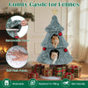 Christmas cat tree with plush green fabric, two condos, and a scratching post, perfect for indoor cats and multi-cat.