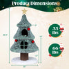 Christmas cat tree with plush green design, 48.5 inches tall, featuring two condos and a sturdy scratching post.