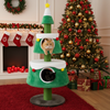 Christmas cat tree in green with two condos, plush surfaces, and a star toy, perfect for indoor feline holiday fun.