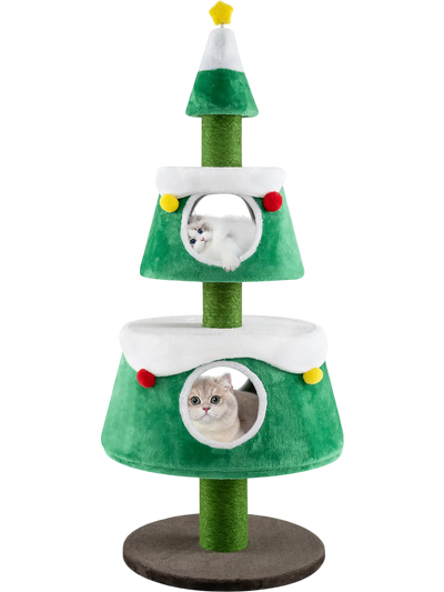 Costway Christmas Cat Tree Indoor Cats Holiday Tower 2 Condos 34296187 New