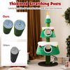 Christmas cat tree in green with thickened scratching posts, double condos, and star-shaped toy for indoor cats.