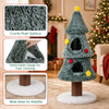 Christmas cat tree in green features two condos, a scratching post, and a plush surface for cozy lounging.