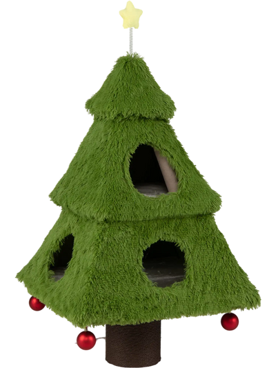 Costway Christmas Cat Tree Scratching Post Dangling Balls 23285527 New