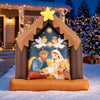 Christmas inflatable nativity scene featuring the Holy Family, angels, and LED lights for festive outdoor decoration.