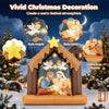 Christmas inflatable nativity scene featuring the Holy Family, cute angels, and built-in LED lights for festive outdoor decor.