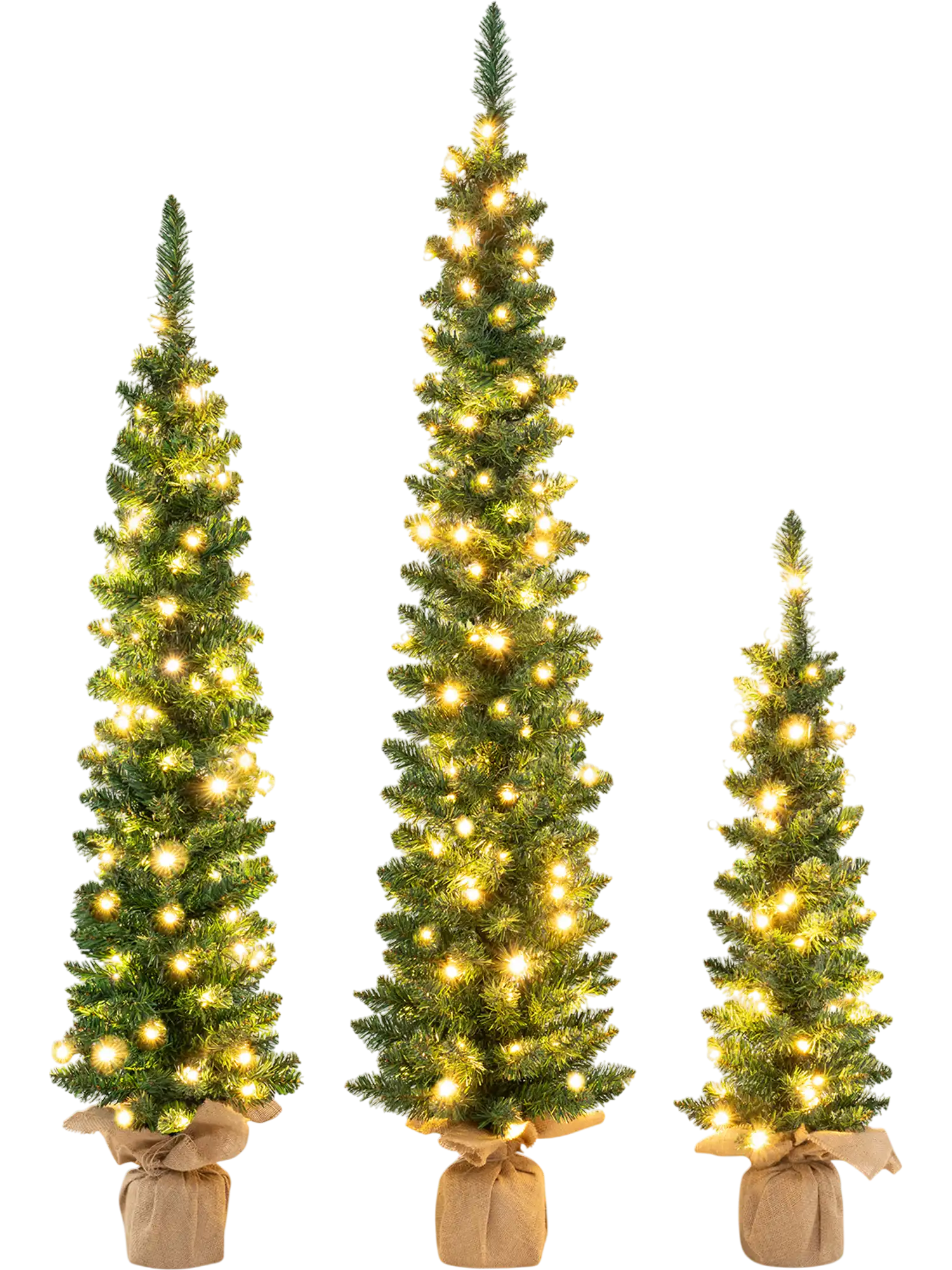 Costway Set of 3 Pre-Lit Artificial Christmas Trees 415 Green Branch Tips 52618974 New
