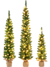 Set of 3 Pre-Lit Artificial Christmas Trees with 415 Green Branch Tips