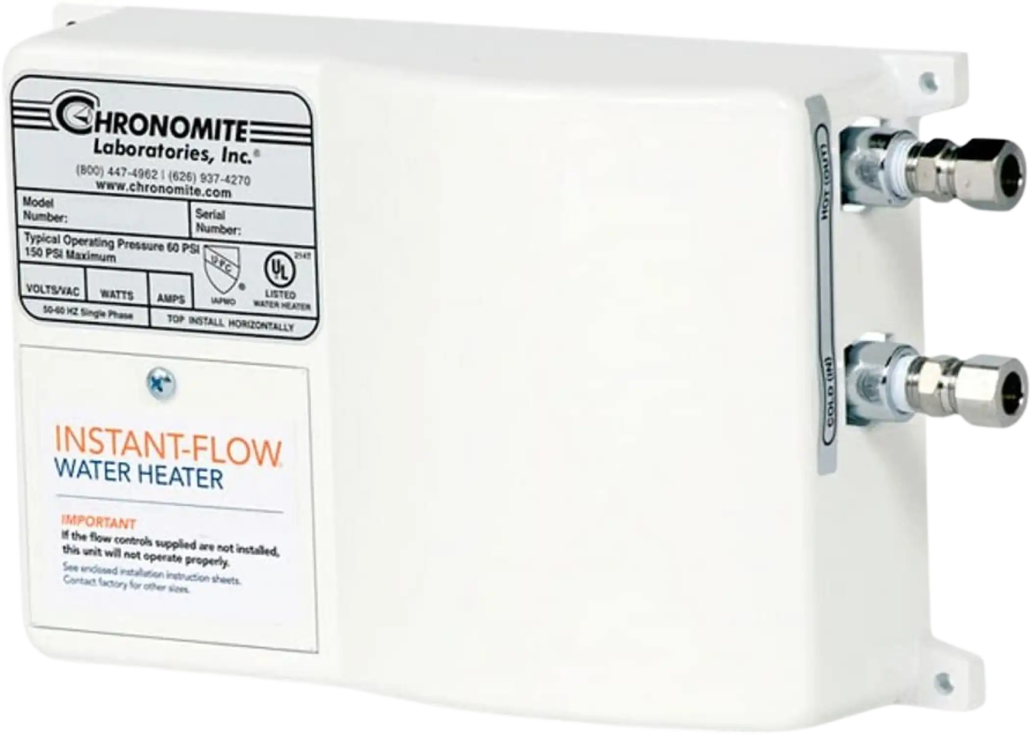 Chronomite Chronomite SR-30L/120 Instant-Flow Point of Use Electric Tankless Wate ...