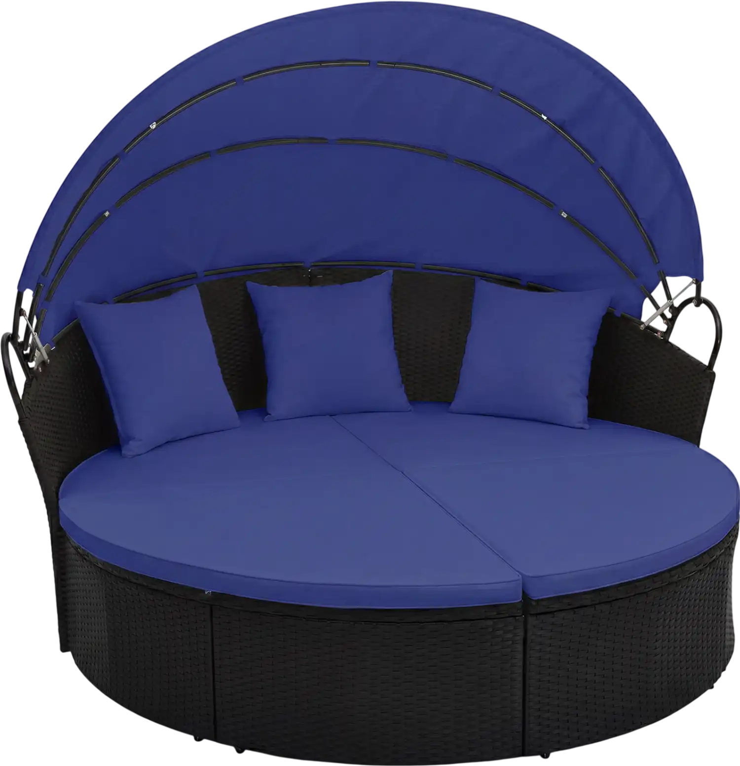 Costway Patio Round Wicker Daybed with Retractable Canopy & Pillows 64391825 New