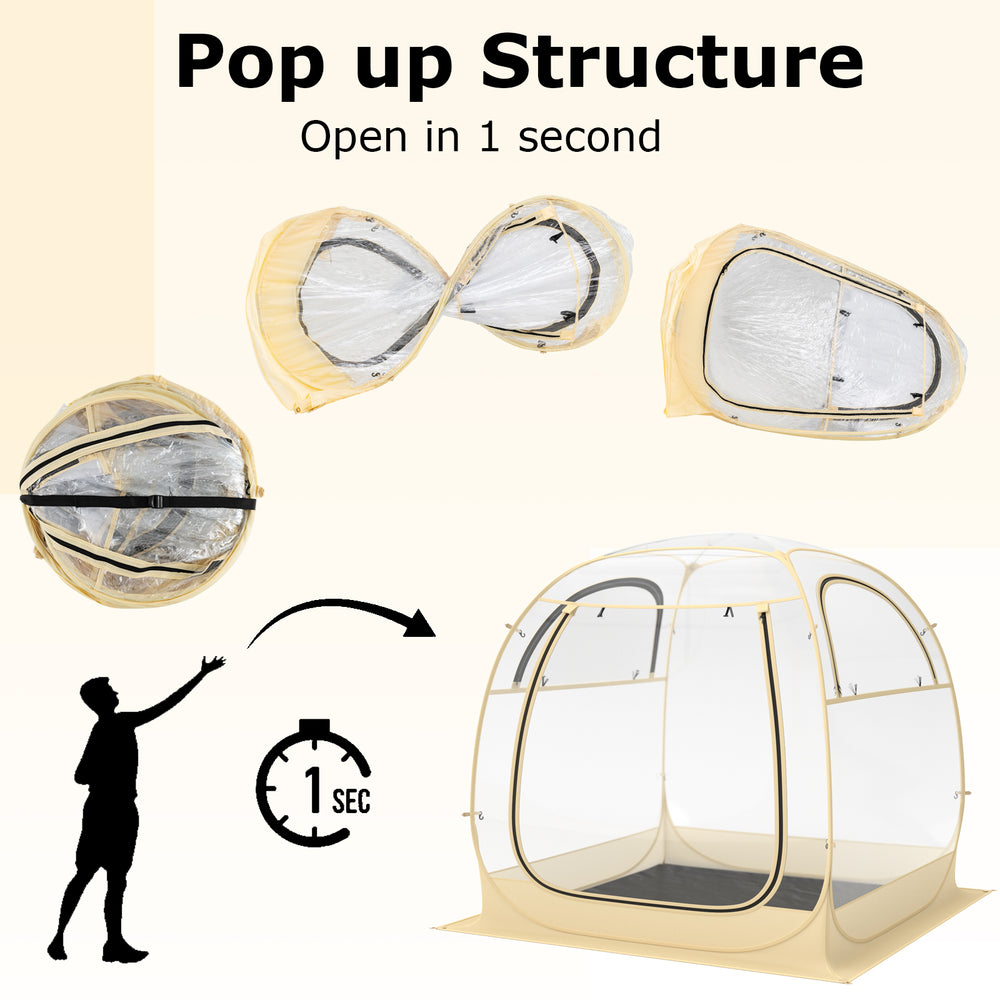 Pop-up sports tent showcasing its quick assembly feature, made of premium PVC, perfect for outdoor events and.