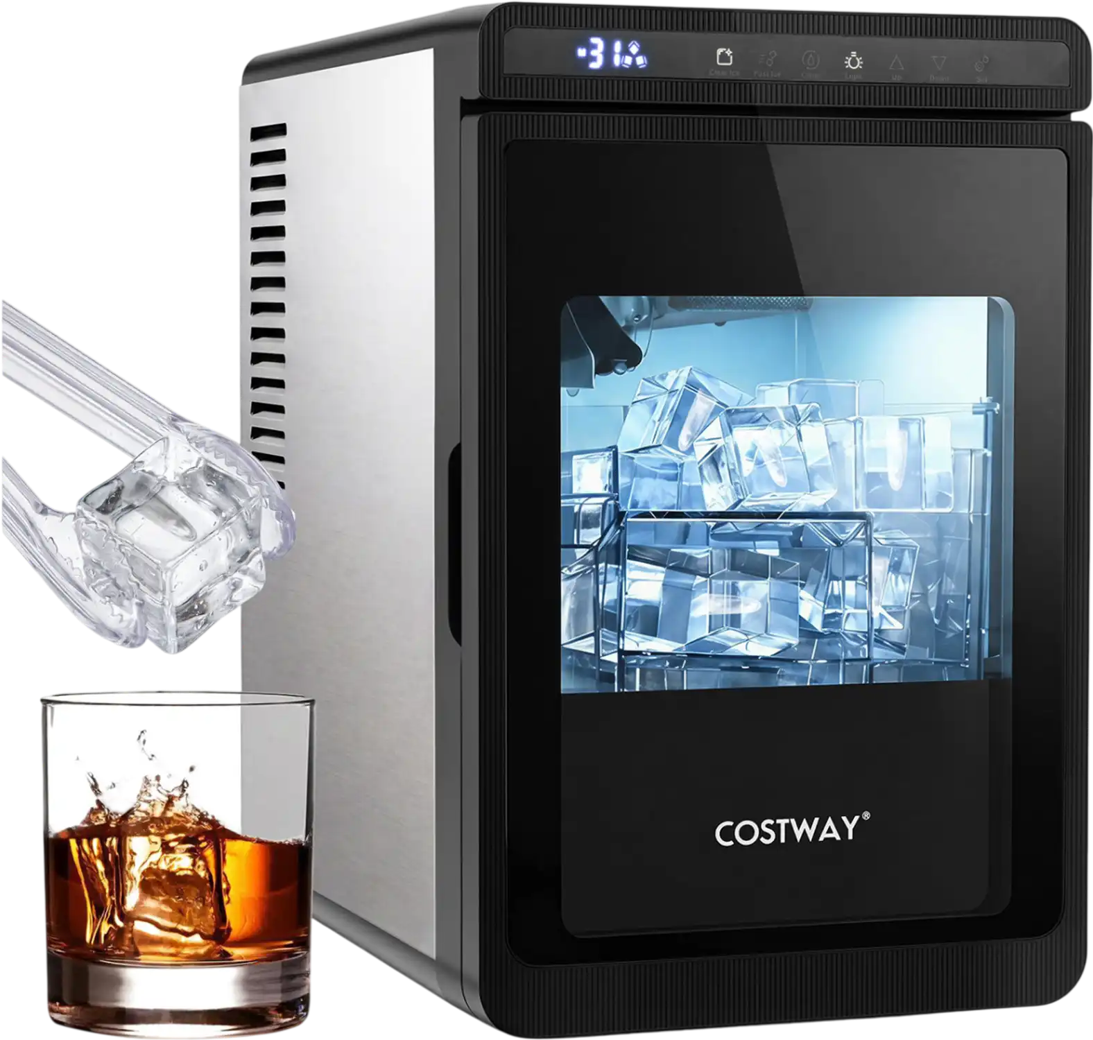 Costway Countertop Clear Ice Cube Maker 1.6