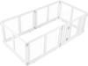 Clear plastic dog playpen with 6 panels and secure locking door, ideal for indoor and outdoor use with small to medium dogs.