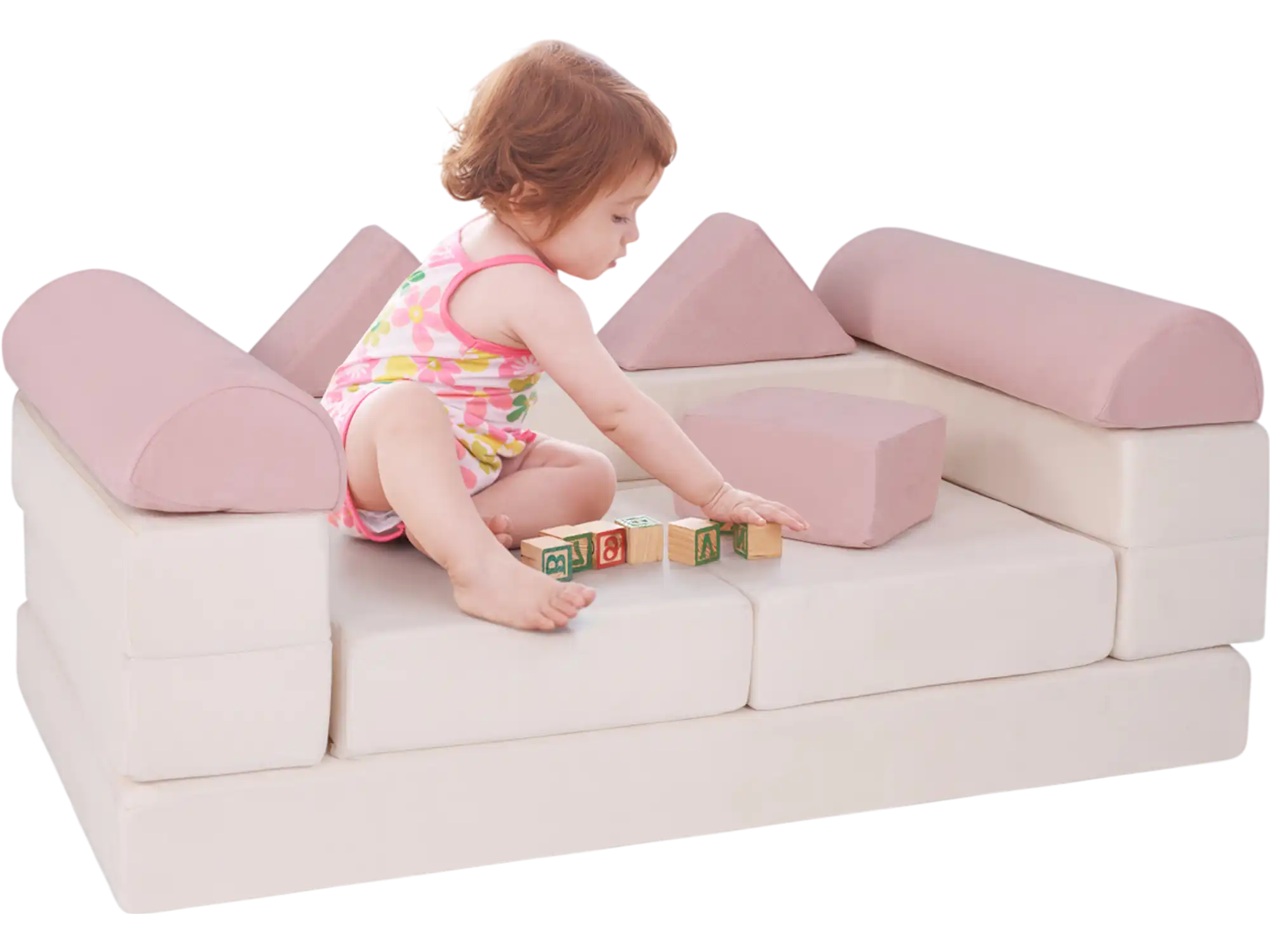 Costway 9-Piece Kids Climb & Crawl Foam Floor Playset Pink 71654328 New