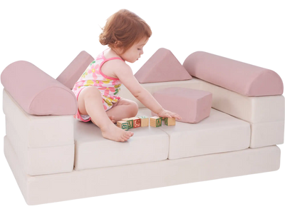 Costway 9-Piece Kids Climb & Crawl Foam Floor Playset Pink 71654328 New