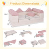 Dimensions of the 9-piece foam playset in pink, showcasing versatile configurations for kids' fun and comfort.
