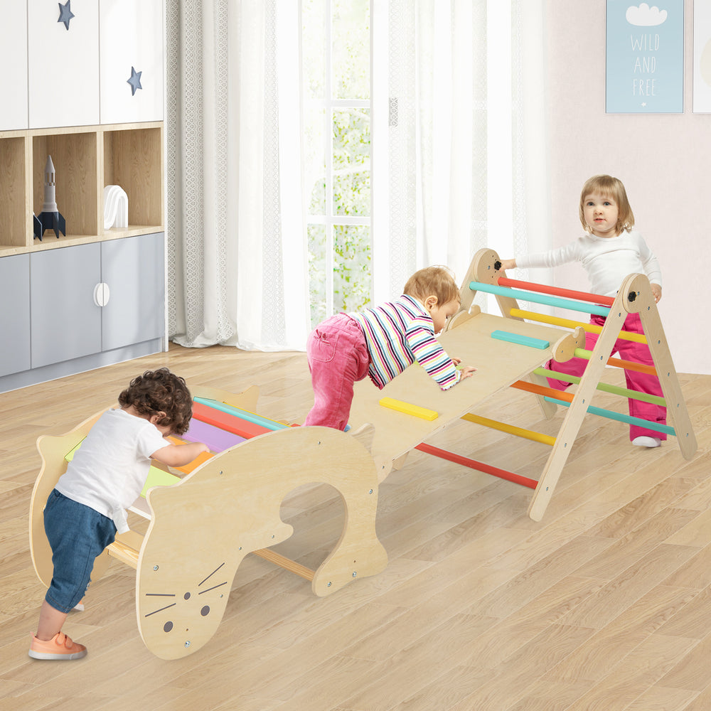 7-in-1 Indoor Climbing Toys for Toddlers with Reversible Ramp-Multicolor - Gallery View 1 of 10